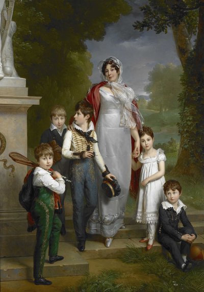 Ritratto di Louise-Antoinette-Scholastique Guéhéneuc, Madame la Maréchale Lannes, Duchessa di Montebello, con i suoi figli da Francois Pascal Simon Gerard